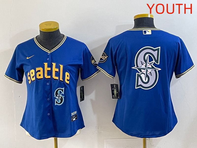 Youth 2025 Seattle Mariners Blank Blue City Edition Nike MLB Jersey style 10->youth mlb jersey->Youth Jersey